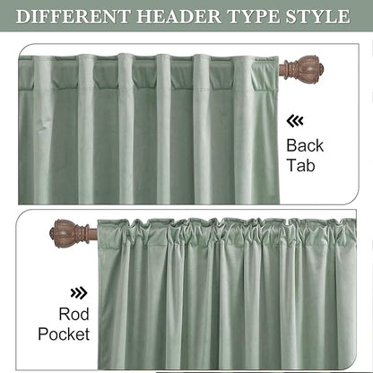 RYB HOME Mint Green Velvet Curtains 96 inches Long, Room Darkening, Floor-Length, Coastal Style Back Tab Velvet Drapes for Nursery Living Room Office, 52" W x L96 L, Auqa
