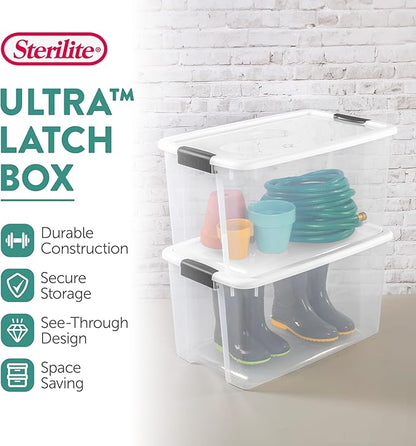 Sterilite 8 Pack Ultra Storage Totes, Lidded Plastic Containers, 116 Qt and 70 Qt, Clear
