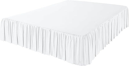 Amazon Basics Lightweight Ruffled Bed Skirt, Classic Style, Soft and Stylish 100% Microfiber With 16" Drop, King, Bright White, Solid