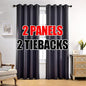 MIUCO 1 Pair Thermal Insulated Grommet 52-Inch-by-95-Inch Blackout Window Curtain Panels with 2 Tie Backs, Dark Grey