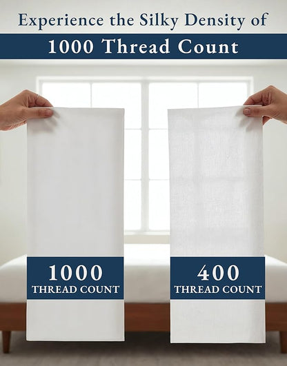 LANE LINEN 100% Egyptian Cotton Full Size Bed Sheets - 1000 Thread Count, Soft & Comfy Luxury Hotel Style Thick Size Sheet, Fully Elasticized Reinforsed Seams No Pill Natural Cooling - White Sheet