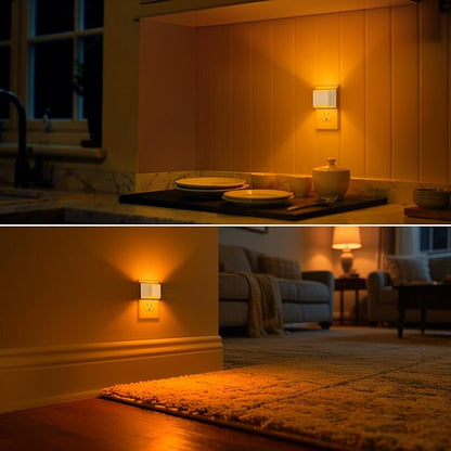 DORESshop LED Night Light[2 Pack], Night Lights Plug into Wall, 3 Level Brightness Adjustable Plug in Night Light, Dusk to Dawn Sensor Nightlights for Adults,Bedroom,Bathroom,Hallway,Amber White Cover