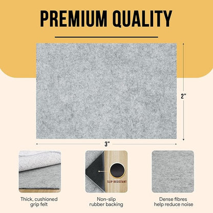 Non Slip Rug Pad 2x3 Feet, 4/25" Thick Felt Cushioned Rubber Rug Gripper Pad for Hardwood, Laminate, Stone, Tile, Wood, Vinyl Floors & Carpet, Anti Skid Under Area Rug Pads
