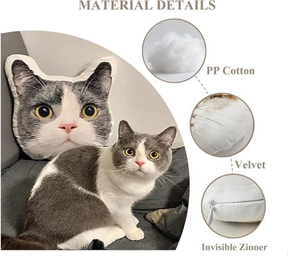 Custom Pillow with Picture, Custom Body Pillow Photo Shaped Dog Cat Face Pillow, Customized Funny White Elephant Gifts for Mom Dad, Personalized Gag Gifts for Boyfriend, Customizable Pet Cute Pillow
