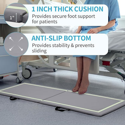 Winado Fall Mat for Elderly, 72" x 23" Bi-Fold Floor Mat Bedside Anti-Slip Protection Standing Safety Mats Reduce Risk for Elderly, Patients, Home or Hospital Care, Grey