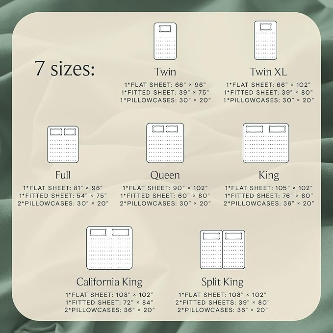 LuxClub 5 PC Split King Sheet Set, Deep Pockets Wrinkle Free Cooling Bed Sheets Hotel Bedding for Women, Men, Includes 2 Fitted Sheet, 1 Flat Sheet and 2 PillowcasesSoft Tree Moss Green