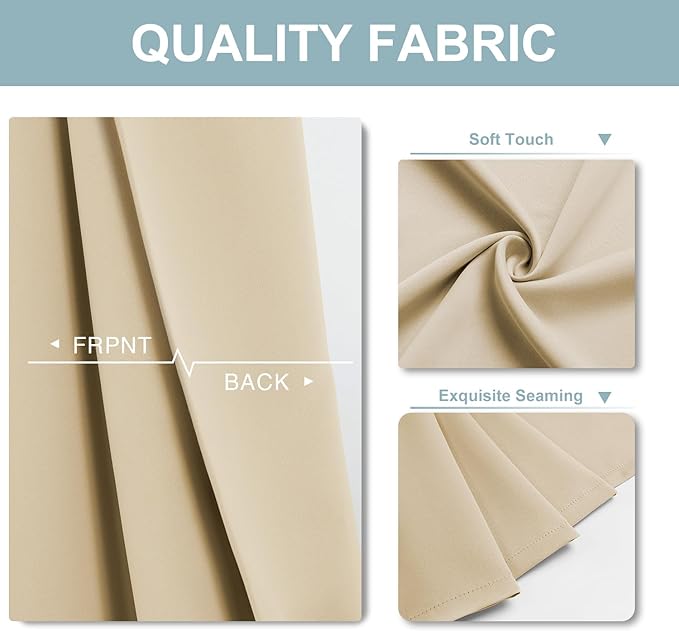 ChrisDowa Blackout Curtains 84 inches Long for Bedroom - 2 Panels Set Grommet Thermal Insulated Room Darkening Curtains for Living Room (Biscotti Beige, 52 x 84 Inch)