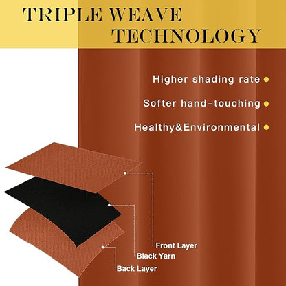 NICETOWN Blackout Curtains & Drapes - Privacy Thermal Efficiency Backdrop Curtains for Bedroom Room Divider Living Room Patio Sliding Glass Door, Wide 80 x Long 144 inch, Burnt Orange, 1 Panel