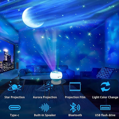 Northern Lights Projector Galaxy Projector for Bedroom, 3 HD projection lenses,16-Color Moon Light,USD&Bluetooth Speaker Str Projector Galaxy Lights, Ambient Lighting,Lights for Bedroom Gifts for Boys