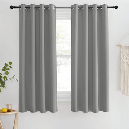 NICETOWN Blackout Bedroom Curtain 63 inches Long - Grommet Thermal Curtain Room Darkening Window Treatment Light Blocking Drape for Living Room (Silver Grey, 1 Panel, W46 x L63)