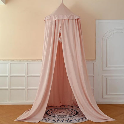 dix-rainbow Princess Decor Canopy for Kids Bed, Soft and Durable Bed Canopy for Girls Room Tent Canopy Dreamy Mosquito Net Bedding, Children Reading Nook Canopies Indoor (Pink)