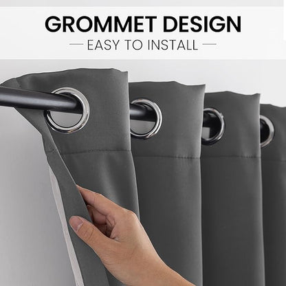 3-in-1 Layers Soundproof Curtains,Grommet Full Blackout Thermal Curtains for Living Room, Bedroom(1 Panel,Grey,50" x 63")