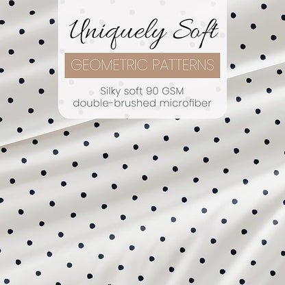 Linen Market Double-Brushed Patterned Microfiber Twin Sheet Set 3 Piece – Oeko-TEX Certified Ultra Soft & Wrinkle-Free - 16" Deep Pocket Sheets - Easy Care Twin Size - Dots Navy