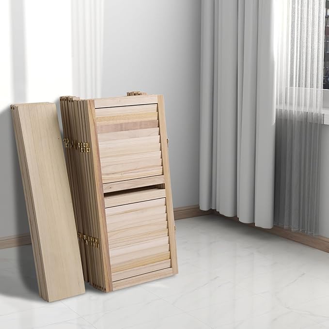 Bonnlo Wood Room Divider Privacy Screen, 5.9 Ft Tall Folding Partition Wall Divider, Indoor Freestanding Hinged Space Separator (Natural, 6 Panel with Shelves)