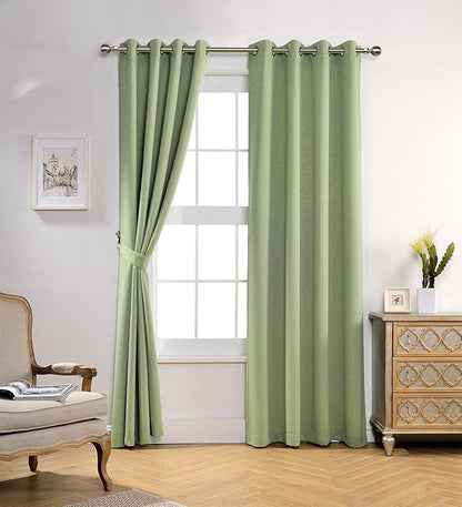 MIUCO 1 Pair Thermal Insulated Grommet 52-Inch-by-84-Inch Blackout Window Curtain Panels with 2 Tie Backs, Sage