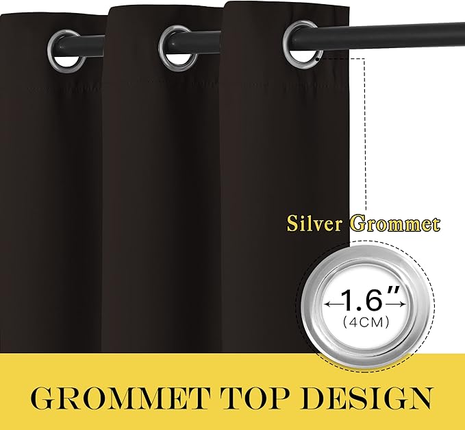 NICETOWN Blackout Curtains 120 inch Length for Sliding Glass Door, Grommet Thermal Insulated Room Darkening Sound Reducing Drapes for Room Divider, 1 Panel, W52 x L120, Toffee Brown