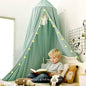 Green Bed Canopy for Girls with Light, Princess Canopy Curtains for Twin Full Queen Size Kids Bed, Canopy for Girls Bed Room Decor, Hanging Castle Ceiling Tent