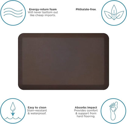 GelPro Anti-Fatigue Designer Comfort Kitchen Floor Mat, 20x32”, Leather Grain Truffle Stain Resistant Surface with 3/4” Thick Ergo-Foam Core for Health and Wellness