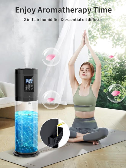 8L Humidifiers for Bedroom, 30dB Quiet, 500ft² Coverage, 60H Runtime, Top Fill, 3-in-1 Humidifier Large Room & Essential Oil Diffuser & Ambient Light, Sleep Mode, 16H Timer, Auto Shutoff Protection