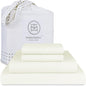 Threadmill 100% Supima Cotton Sheets, 1200 Thread Count Cotton for Cal King Size Bed, 4 Pc Ivory Cal King Bed Sheets Set, 5-Star Hotel Quality with Elasticized Deep Pocket King Sheets