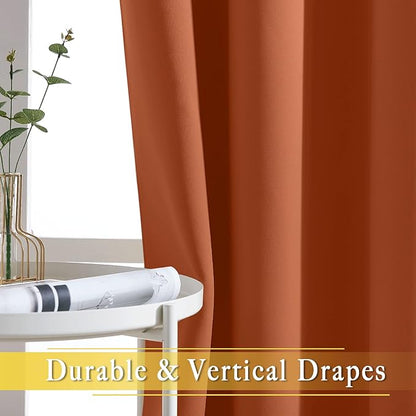 NICETOWN Blackout Doorway Curtain Drape 78 inch Long - Grommet Noise Reducing Thermal Insulated Solid Modern Window Treatments for Bedroom Closet (1 Panel, 52 x 78 Inch, Burnt Orange)