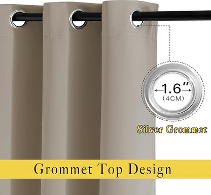 NICETOWN Blackout 102 inch Curtains for Living Room, Grommet Thermal Insulated Room Darkening Curtains for Bedroom/Living Room, 2 Panels, W52 x L102, Taupe