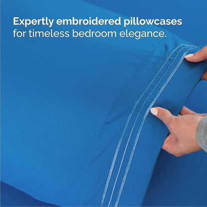 Cal King Size 4 Piece Sheet Set - Comfy Breathable & Cooling Bed Sheets Set - Hotel Luxury Bedding for Women, Men, Kids, Teens, Boys & Girls - Deep Pockets, Soft, Wrinkle Free - Oeko-Tex - Royal Blue