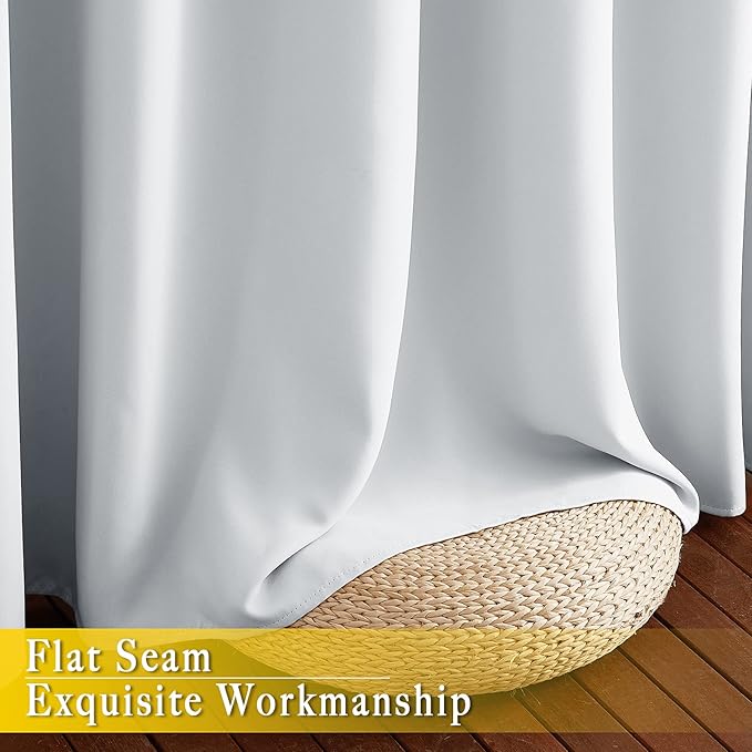 NICETOWN Patio Door Curtain Room Darkening Drapes, Grommet Top Light Blocking Room Divider Curtain Panel for Bedroom/Living Room (Greyish White, W80 x L95, 1 Panel)
