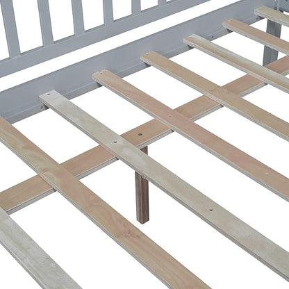 Bellemave Full Size Bed Frames with Rails for Kids, Full daybed Frame with Drawers for Boys/Girls/Adults， Gray