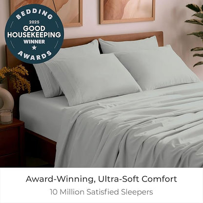 Mellanni Full Sheet Set - 6-Piece Iconic Collection Bedding, (Including 4 Pillowcases), 21-Inch Extra Deep Pocket, Easy Care, Ultra Soft, Cooling Sheets, Brushed Microfiber - Spa Mint