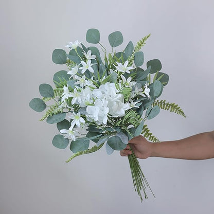 FOTEEWL 70 Pcs Artificial Greenery Stems Box Set,with 7 Kinds of Faux Plants and Fake Flowers for DIY Bridal Bouquets Wedding Floral Arrangement Table Centerpieces Decoration (Sage Green & Beige)