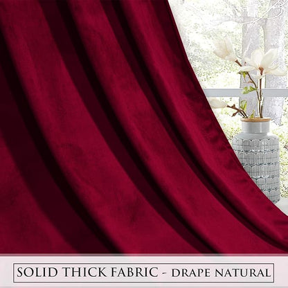 StangH 102 inches Long Red Velvet Curtains Thermal Insulated for Bedroom, Christmas Decor Blackout Curtains Room Darkening Privacy Added for Holiday Party/Sliding Door, W52 x L102, 2 Panels