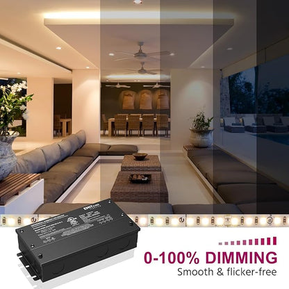 EMITEVER Dimmable Led Driver, 2 Packs 60W AC 110V-277V to DC 24V Transformer, 5-in-1 Dimming: ELV/MLV/TRIAC / 0-10V / 1-10V / 10V PWM/Potentiometer, Waterproof IP67 and UL Listed,Class 2