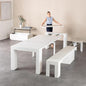 Transformer Table - Solid Wood Extendable Dining Table, Seats 2-12, Extendable Dining Room Table, Space-Saving Furniture, Expandable Dining Furniture (White, Table + Bench + Coffee Table)