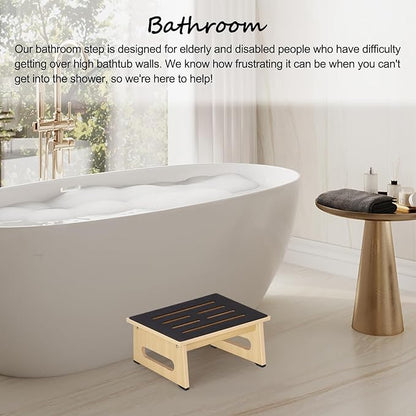 One Step Stool for Adults Seniors with Non-Slip Rubber Stepping Feet, Heavy Duty Platform Step Stools, 6.9 in Portable Bed Steps for High Beds for Bathroom, Bedroom, Kitchen & Kids Bedside Support
