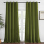 NICETOWN Blackout Window Curtain 90 inch Length - Room Darkening Thermal Insulated Grommet Large Window Treatment Light Blocking for Bedroom/Doorway (Olive Green, 1 Panel, W52 x L90)