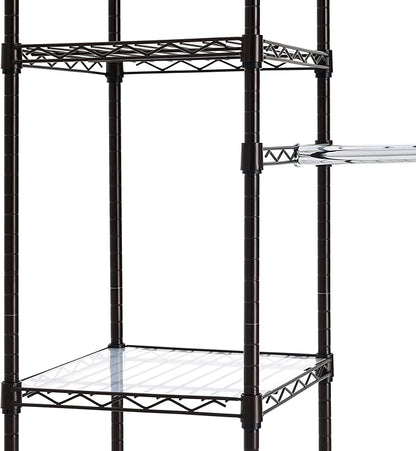 Amazon Basics Expandable Metal Hanging Closet Organizer and Storage Rack Wardrobe with Shelves, 57-80''L x 14''W x 72''H, Bronze