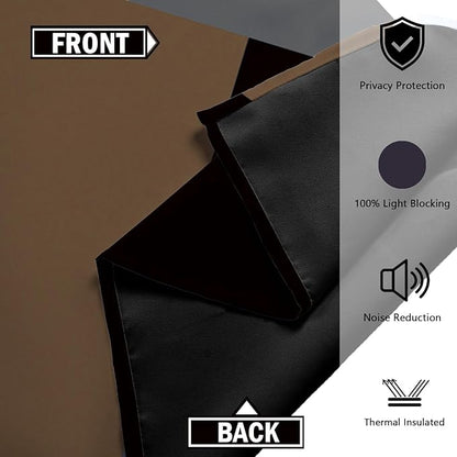 Brown 100% Blackout Curtains for Bedroom 63 inch Long 2 Panels Set Black White Gray Modern Abstract Geometric Black Out Curtains Insulated Room Darkening Window Drapes for Living Room, 52Wx63L
