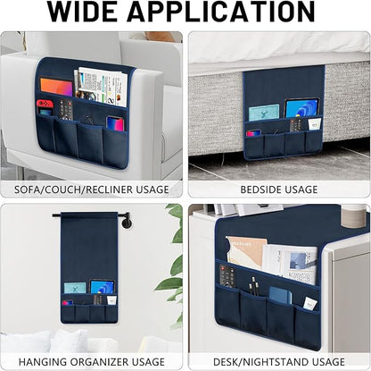 WETRBWEH TV Remote Control Holder Couch Caddy, Non-slip Bedside Caddy Organizer with 5 Pockets for Key Glasses Phone Magazine Holders