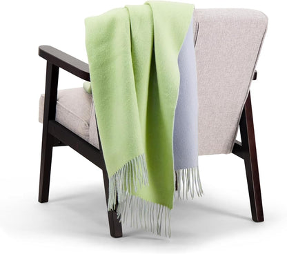 Alashan Cashmere Blend Double Faced Throw-Super Soft and Luxe Fabric- Perfect for Cozy Nights! 95% Merino Wool/5% Cashmere, 50" x 70", Great Gift Item. (Sea Glass & Blue Haze)