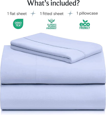 LuxClub 3 PC Twin XL Sheet Set, Deep Pockets Wrinkle Free Cooling Bed Sheets Hotel Bedding for Women, Men, Kids & Teens, Includes 1 Fitted Sheet, 1 Flat Sheet and 1 Pillowcase-Silky Soft Sky Blue