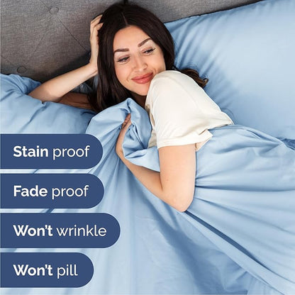 Cal King 6 Piece Sheet Set - Cooling, Comfy & Breathable - Hotel Luxury Bedding, Includes Fitted Sheet for Women, Men, Kids & Teens - 1 Flat, 1 Fitted Sheet, 4 Pillowcases w/Deep Pockets - Baby Blue