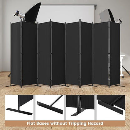 C-Hopetree 8 Panels Room Divider, 6 Ft Tall Indoor Folding Privacy Screen, Portable Partition Separator, Freestanding Separation Temporary Wall for Office, Bedroom, 160" W X 71" H, Black