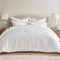 RECYCO Luxury Velvet Quilt Set Twin/Twin XL Size Bedding Sets, Ultra Soft Velvet Comforter Set, Lightweight Channel Box Stitch Oversized Bedspread Coverlet for All Season, with 1 Sham, Bright White