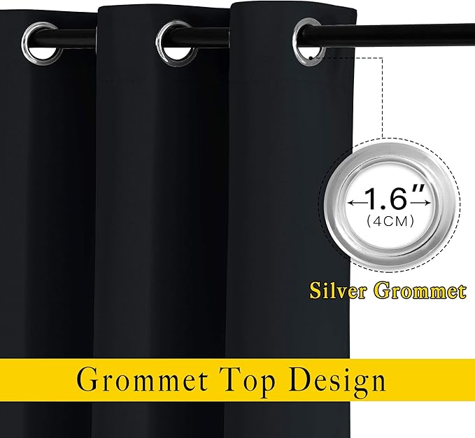 NICETOWN Black Out Cafe Curtains 48 inch Long 2 Panels Burg - Solid Thermal Insulated Grommet Light Reducing Curtains & Drapes for Bathroom/Nursery (W37 x L48, 2 Panels)