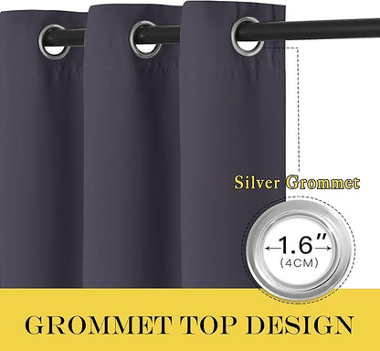 NICETOWN Blackout Doorway Curtain Drape 78 inch Long - Grommet Noise Reducing Thermal Insulated Solid Modern Window Treatments for Bedroom Closet (1 Panel, 52 x 78 Inch, Greyish Purple)