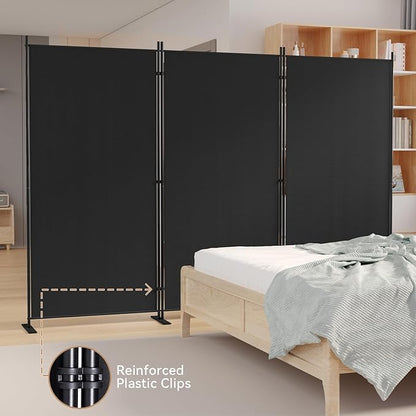 C-Hopetree 3 Panels Room Divider, 6 Ft Tall Indoor Folding Privacy Screen, Portable Partition Separator, Freestanding Separation Temporary Wall for Office, Bedroom, 102" W X 71" H, Black
