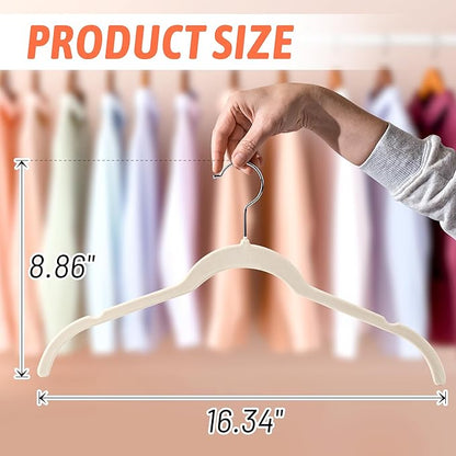 30 Pack Multicolor Velvet Shirt Hangers – Non-Slip Slim Flocked Hangers with Notches, Space-Saving Felt Closet Organiser for Shirts, Dresses, Suits