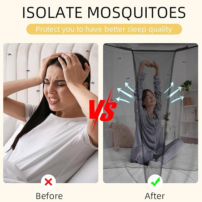 4 Corners Mosquito Net for Mosquiteros para Camas Bed Canopies Netting Bed Drapes Rectangular Mosquito Mesh for Camping Home Outdoor Travel(Black,L79 X W47 X H59 Inch,1 Opening)