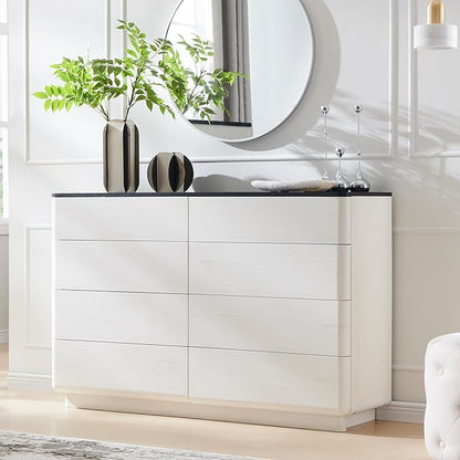 ACCOHOHO 8 Drawer Dresser for Bedroom, 52 Inch Wide Modern Chest of Drawers, Push-to-Open Wood Storgae Organizer with Large Drawers for Bedroom, Living Room, Hallway, Off White